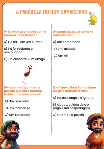 Quiz Bíblico - Parábola do Bom Samaritano