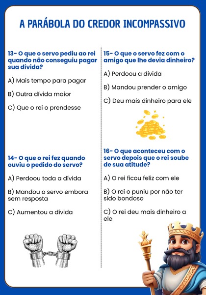 Quiz Bíblico - Parábola do Credor Incompassivo