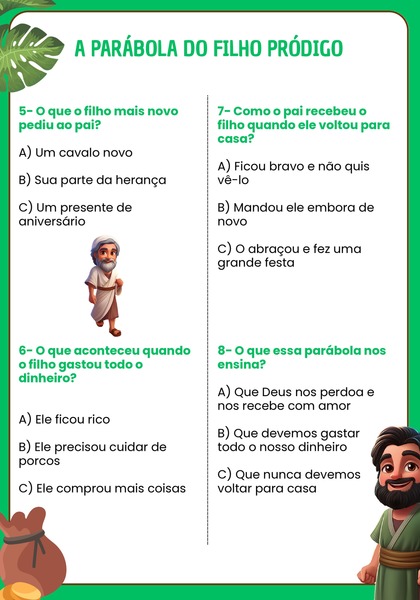 Quiz Bíblico - Parábola do Filho Pródigo