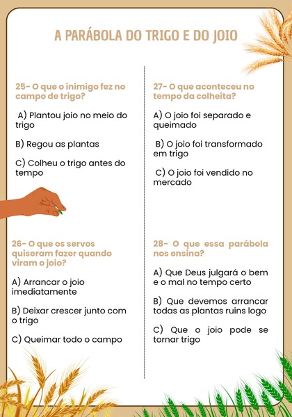 Quiz Bíblico - Parábola do Trigo e do Joio