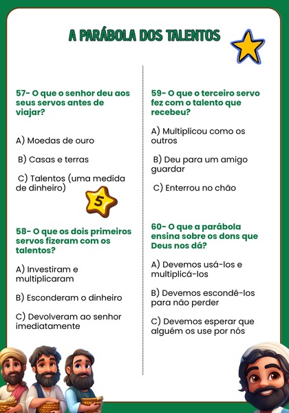 Quiz Bíblico - Parábola dos Talentos