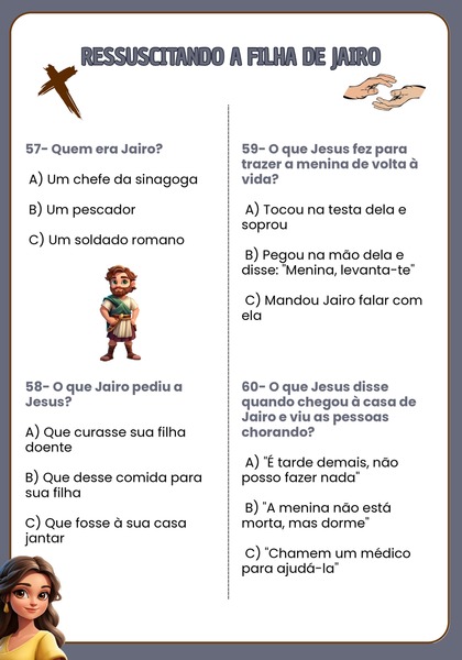 Quiz Bíblico - Ressuscitando a Filha de Jairo
