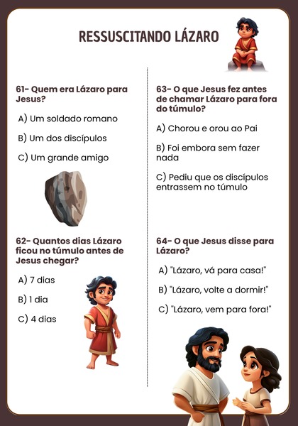 Quiz Bíblico - Ressuscitando Lázaro