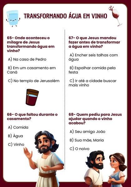 Quiz Bíblico - Transformando Água em Vinho