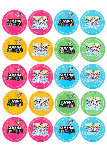 Tags e Adesivos - Semana das Crianças