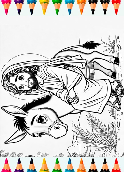 Vamos Colorir - A Jumentinho e Jesus