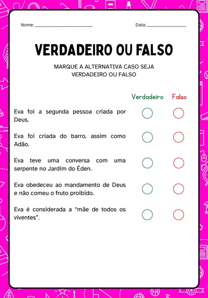 Verdadeiro ou Falso - Eva