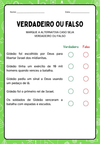 Verdadeiro ou Falso - Gideão