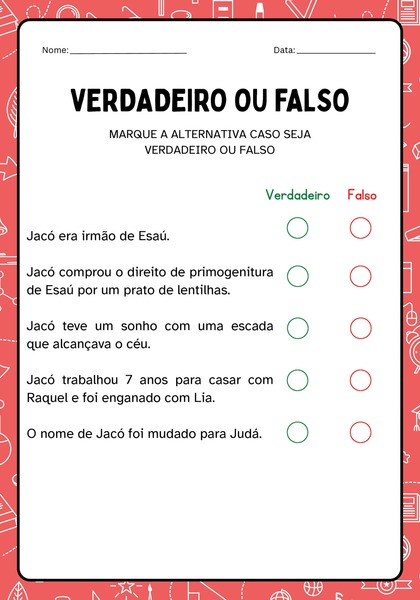 Verdadeiro ou Falso - Jacó